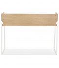 Bureau droit design SALMON en bois finition naturelle et métal blanc - 