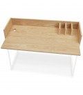 Bureau droit design SALMON en bois finition naturelle et métal blanc - 