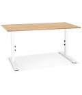 Bureau réglable en hauteur OSMOSE en bois finition naturelle et métal blanc 140x70 cm - 