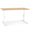 Bureau réglable en hauteur OSMOSE en bois finition naturelle et métal blanc 140x70 cm - 