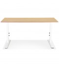 Bureau réglable en hauteur OSMOSE en bois finition naturelle et métal blanc 140x70 cm - 