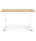 Bureau réglable en hauteur OSMOSE en bois finition naturelle et métal blanc 140x70 cm - 