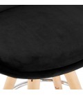 Tabouret snack mi-hauteur SPIRIT MINI en velours noir et pieds en bois naturel - 