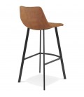 Tabouret de bar FUJI en microfibre brune avec pied en métal noir - 