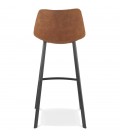 Tabouret de bar FUJI en microfibre brune avec pied en métal noir - 