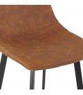 Tabouret de bar FUJI en microfibre brune avec pied en métal noir - 