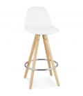 Tabouret snack mi-hauteur FLORENCE MINI en tissu bouloché blanc style scandinave - 