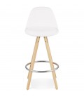 Tabouret snack mi-hauteur FLORENCE MINI en tissu bouloché blanc style scandinave - 