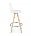 Tabouret snack mi-hauteur FLORENCE MINI en tissu bouloché blanc style scandinave - 