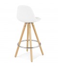 Tabouret snack mi-hauteur FLORENCE MINI en tissu bouloché blanc style scandinave - 