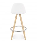 Tabouret snack mi-hauteur FLORENCE MINI en tissu bouloché blanc style scandinave - 