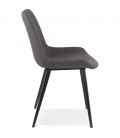 Chaise design TAICHI en microfibre gris foncé et pieds en métal noir - 