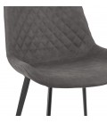 Chaise design TAICHI en microfibre gris foncé et pieds en métal noir - 