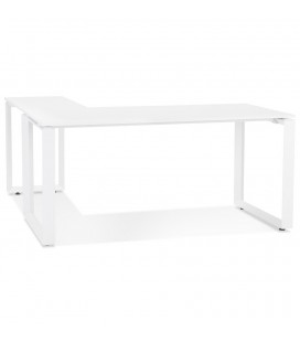 Bureau d'angle design BAKUS en bois et métal blanc 160 cm