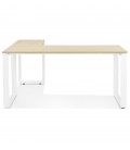 Bureau d'angle design BAKUS en bois finition naturelle et métal blanc 160 cm - 