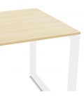 Bureau d'angle design BAKUS en bois finition naturelle et métal blanc 160 cm - 