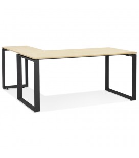 Bureau d'angle design BAKUS en bois finition naturelle et métal noir 160 cm