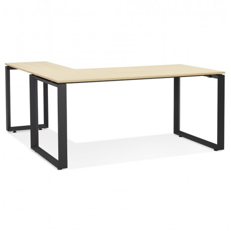 Bureau d'angle design BAKUS en bois finition naturelle et métal noir 160 cm - 