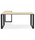 Bureau d'angle design BAKUS en bois finition naturelle et métal noir 160 cm - 