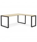 Bureau d'angle design BAKUS en bois finition naturelle et métal noir 160 cm - 