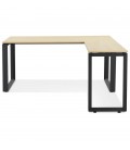 Bureau d'angle design BAKUS en bois finition naturelle et métal noir 160 cm - 