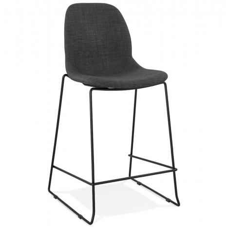 Tabouret snack mi-hauteur EKTOR MINI en tissu gris foncé empilable - 