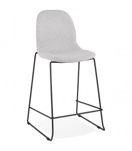 Tabouret snack mi-hauteur EKTOR MINI en tissu gris clair empilable