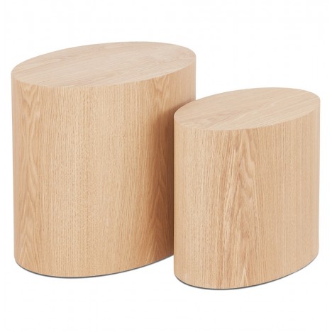 Set de 2 tables d'appoint SOKLE en bois finition naturelle - 