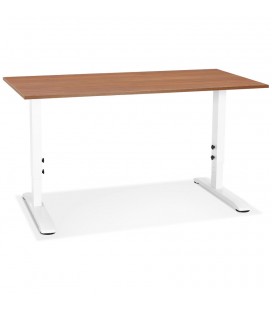 Bureau réglable en hauteur OSMOSE en bois Noyer et métal blanc 140x70 cm