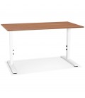 Bureau réglable en hauteur OSMOSE en bois Noyer et métal blanc 140x70 cm - 