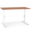 Bureau réglable en hauteur OSMOSE en bois Noyer et métal blanc 140x70 cm - 