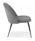 Fauteuil lounge MERMAID en velours gris clair et pieds en métal noir - 