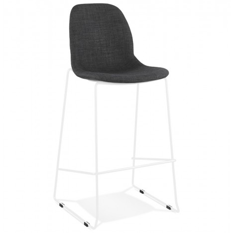 Tabouret de bar empilable FAKIR en tissu gris foncé et pied en métal blanc - 