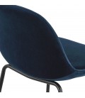 Tabouret snack mi-hauteur FENTON MINI en velours bleu et pied en métal noir - 