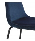 Tabouret snack mi-hauteur FENTON MINI en velours bleu et pied en métal noir - 