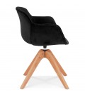 Chaise avec accoudoirs BERNI en velours noir et pieds en bois naturel - 