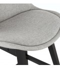 Tabouret snack mi-hauteur TERESA MINI design en tissu gris et pied en bois noir - 