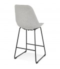 Tabouret snack mi-hauteur RIGO MINI en tissu gris et pieds en métal noir - 