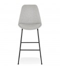 Tabouret de bar RIGO en tissu gris et pieds en métal noir - 