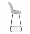 Tabouret de bar RIGO en tissu gris et pieds en métal noir - 