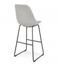 Tabouret de bar RIGO en tissu gris et pieds en métal noir - 