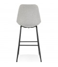Tabouret de bar RIGO en tissu gris et pieds en métal noir - 