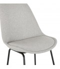 Tabouret de bar RIGO en tissu gris et pieds en métal noir - 