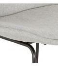 Tabouret de bar RIGO en tissu gris et pieds en métal noir - 