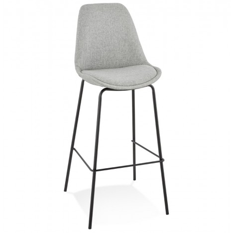 Tabouret de bar ALOE en tissu gris avec pied en métal - 