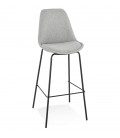 Tabouret de bar ALOE en tissu gris avec pied en métal - 
