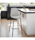 Tabouret de bar ALOE en tissu gris avec pied en métal - 