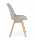 Chaise scandinave WILLY en tissu gris avec pieds en bois finition naturelle - 