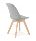 Chaise scandinave WILLY en tissu gris avec pieds en bois finition naturelle - 