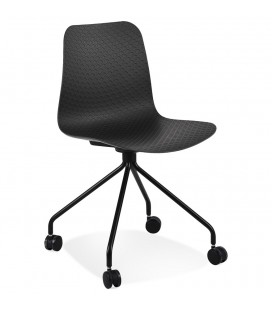 Chaise design de bureau EVORA noire sur roulettes